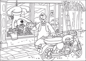 coloriage wallace et gromit lavent une vitrine